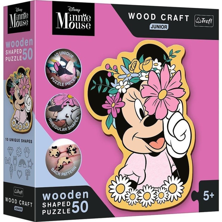 Puzzle drewniane 50 W świecie Minnie TREFL, Trefl