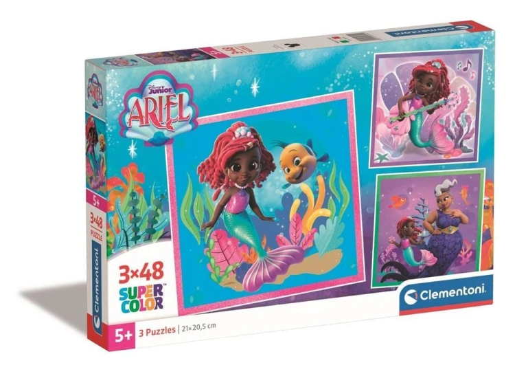 Puzzle 3x48 Super Kolor Ariel, Clementoni