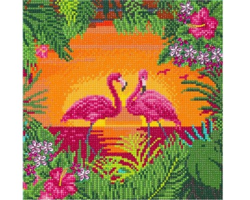 Obraz na płótnie 30x30cm z mozaiką Flamingi, EPEE