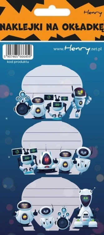Naklejki na zeszyty - Roboty (12szt), Henry