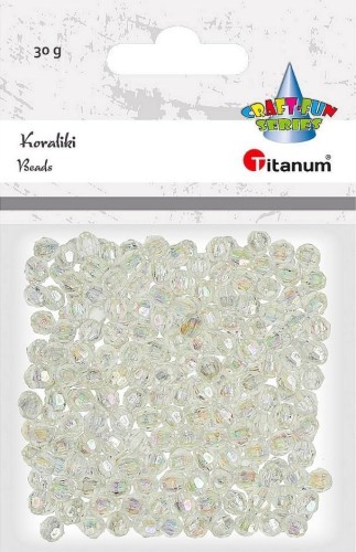 Koraliki plastikowe fasetowane 30g białe, Titanum