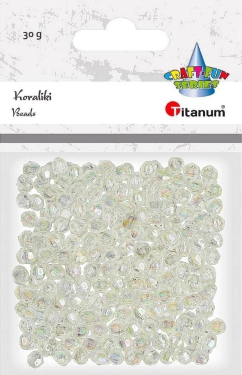 Koraliki plastikowe fasetowane 30g białe, Titanum