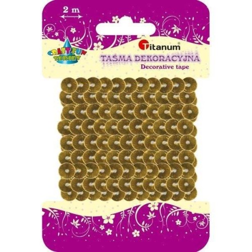 Cekiny na taśmie 6mm 2m złote, Titanum