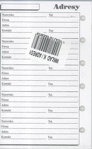 Wkład do organizera K Adresy ANTRA, Antra