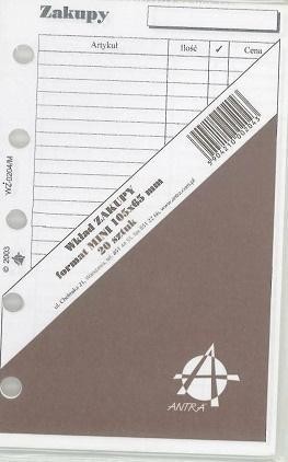 Wkład do organizera M Zakupy ANTRA, Antra