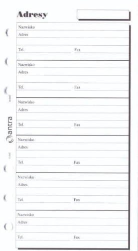 Wkład do organizera ST Adresy ANTRA, Antra