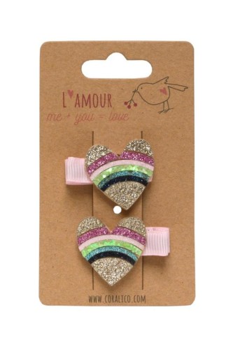 Zestaw klipsów z serduszkami, Coralico