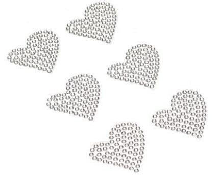 Dżety samoprzylepne serca srebrne 6szt, Brewis