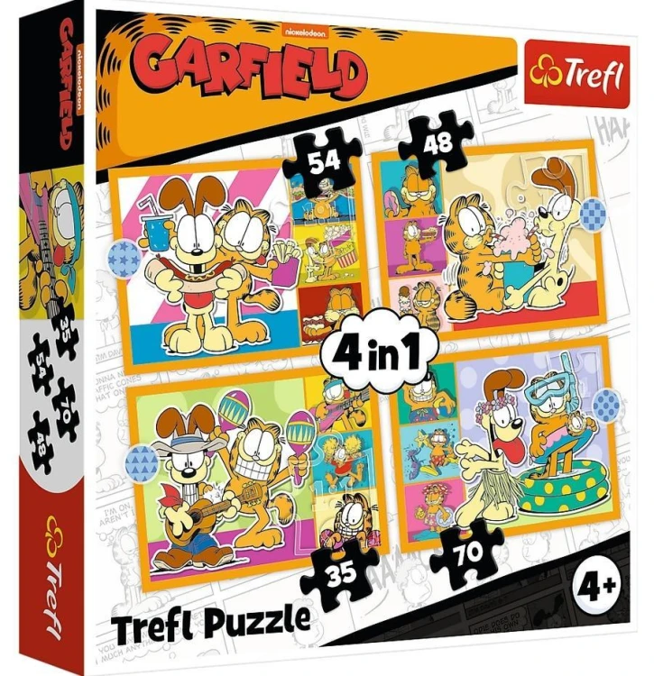 Puzzle 4w1 Garfield kocha lazanię TREFL, Trefl