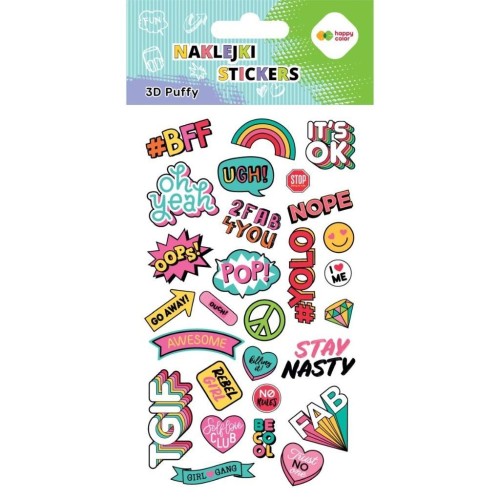 Naklejki 3D Puffy Funky Hobby 10x20cm HAPPY COLOR