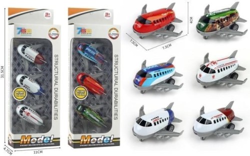 Samoloty metalowe z napędem 3szt, Merkpol