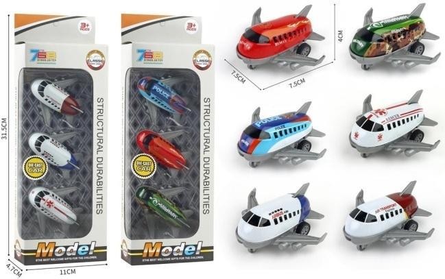 Samoloty metalowe z napędem 3szt, Merkpol