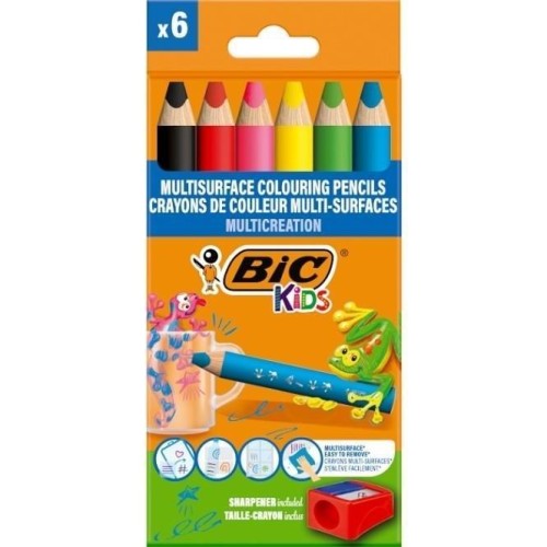 Kredki ołówkowe + temperówka 6+1szt BIC Kids, BIC