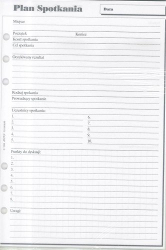 Wkład do organizera A5 Plan spotkań ANTRA, Antra