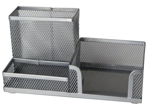 Przybornik na biurko siatka srebrny, Titanum