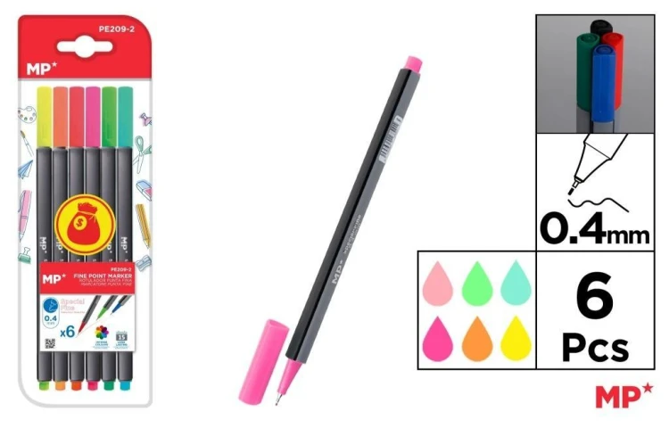 Cienkopis 0.4mm 6 kolorów, MP Main Paper