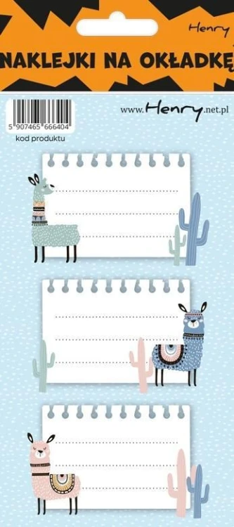 Naklejki na zeszyty - Lama (12szt), Henry