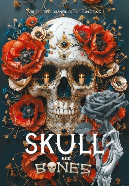 Kolorowanka A4 pionowa 8 obrazków Skull czerwone