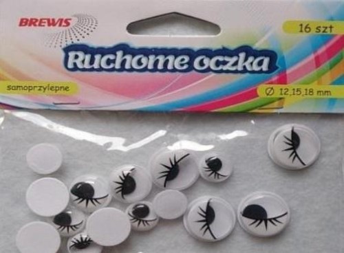 Ruchome oczka z rzęsami 16szt, Brewis