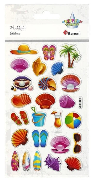 Naklejki wypukłe lato, plaża 25szt, Titanum