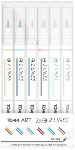 Cienkopis 2 Lines 6 kolorów TOMA, TOMA