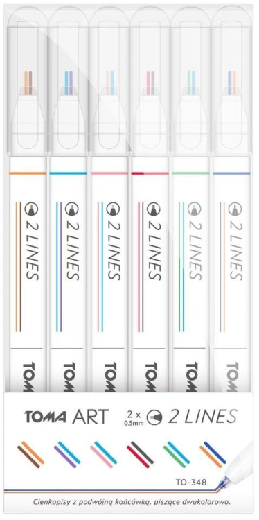 Cienkopis 2 Lines 6 kolorów TOMA, TOMA