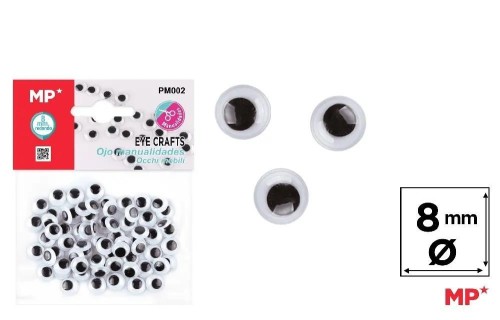 Oczy ruchome samoprzylepne 8mm, MP Main Paper