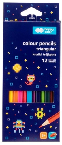 Kredki drewniane trójkątne Pixi Planet 12 kolorów