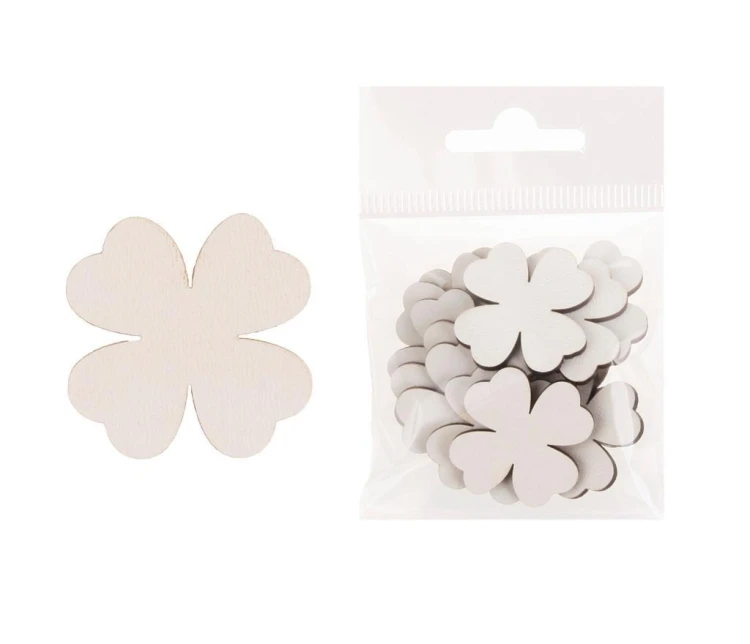 Dekoracja drewniana 12szt Koniczyna duża, Cresco