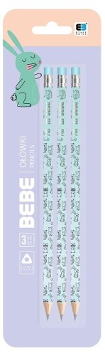 Ołówek 3szt Bebe Kids Pastel, INTERDRUK