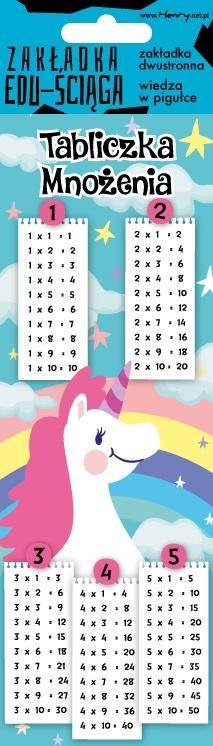 Zakładka edu-ściąga. Tabliczka mnoż. - jednorożec