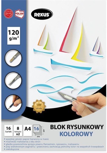 Blok rysunkowy A4/16K kolorowy barwiony, Beniamin