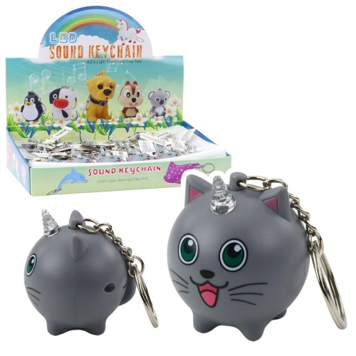 Brelok do kluczy jednorożec led szary, Leantoys