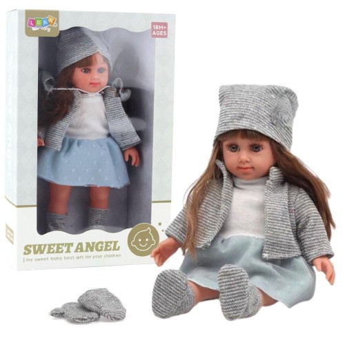 Lalka w niebieskiej sukience 36,5cm, Leantoys