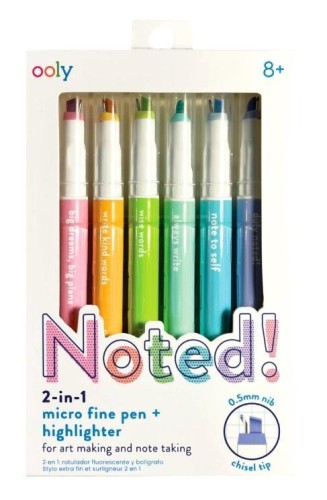 Cienkopisy z zakreślaczami 2w1 Noted!, ooly