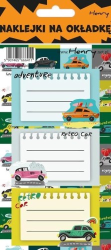 Naklejki na zeszyty - Auta (12szt), Henry