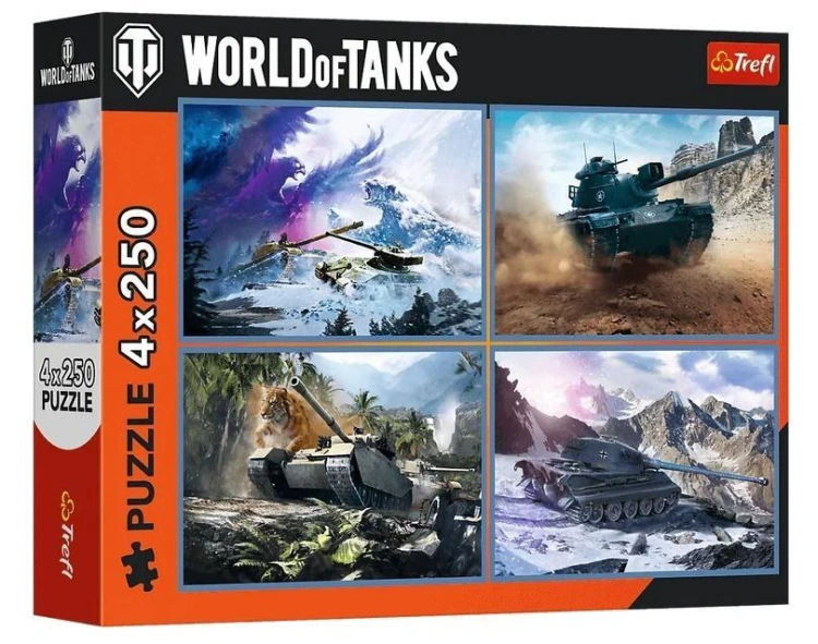 Puzzle 4x250 Wielka bitwa czołgów TREFL, Trefl