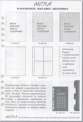Wkład do organizera A5 Bloczek ANTRA, Antra