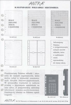 Wkład do organizera A5 Bloczek ANTRA, Antra