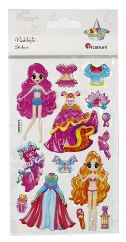 Naklejki wypukłe lalki i stroje 14szt, Titanum