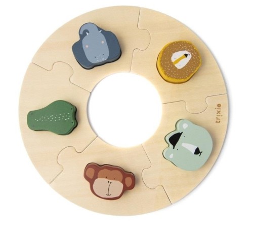Puzzle drewniane okrągłe ze zwierzątkami