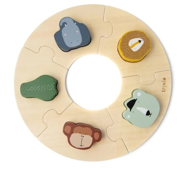 Puzzle drewniane okrągłe ze zwierzątkami