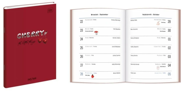 Kalendarz szkolny 2025/2026 B6 48 Cherry