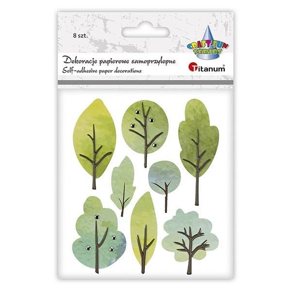 Naklejki papierowe 3D drzewa 8szt, Titanum