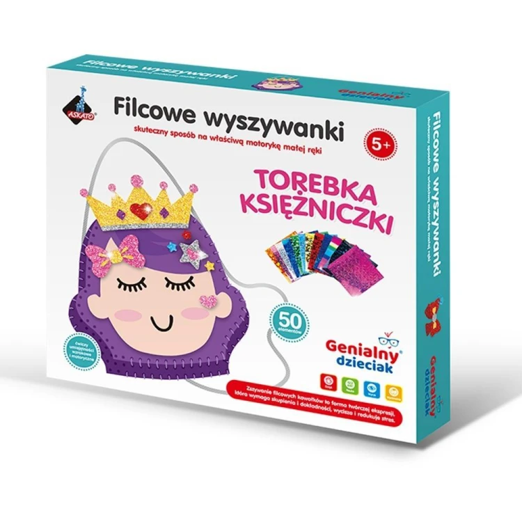 Filcowe wyszywanki - torebka księżniczka, Askato