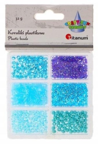 Koraliki plastikowe 6 rozmiarów 32g, Titanum