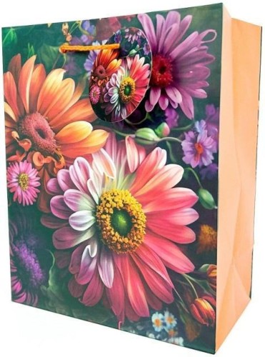 Torebka ozdobna matowa 18x23x10cm Kwiaty, Fresh