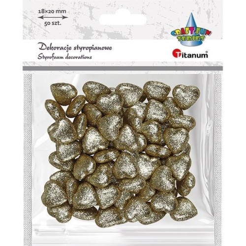 Styropianowe serca 19x19mm złote 50szt