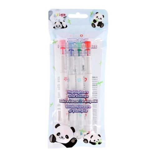 Zakreślacze i stempelki 2w1 4szt, Strigo