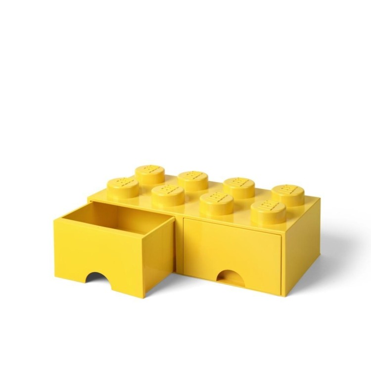 Lego pojemnik klocek z szufladami ósemka żółty